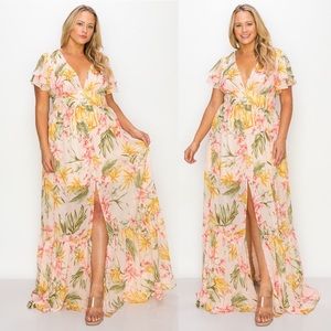 Paradise Cove Pink Floral Plus Size Maxi Dress